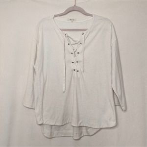Madewell Top Lace Up Libra Ivory Cream Size Large